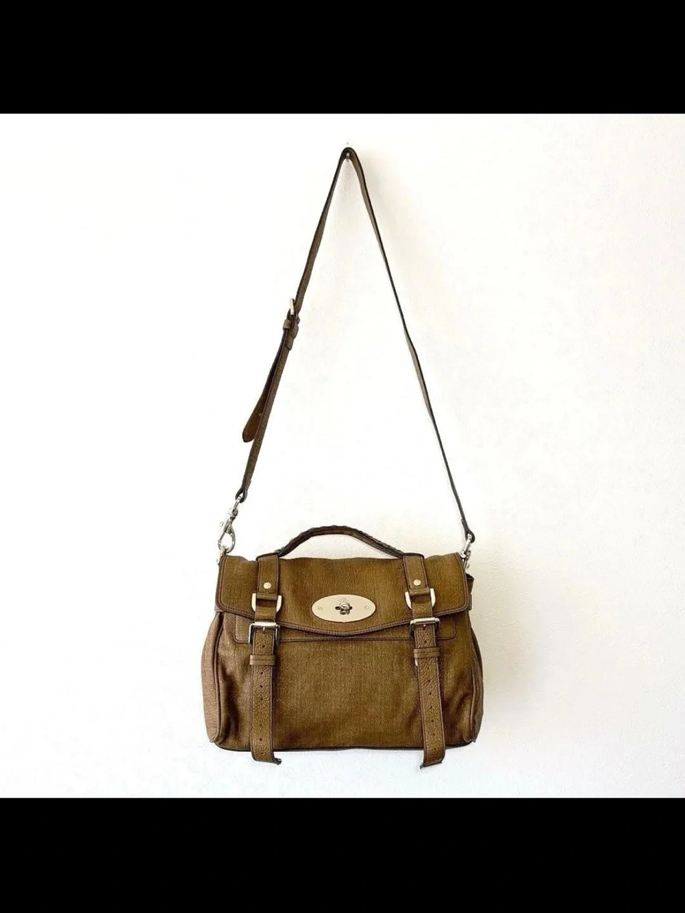 Mulberry Olive-Brown Leather Bayswater Satchel with Brushed Gold Hardware